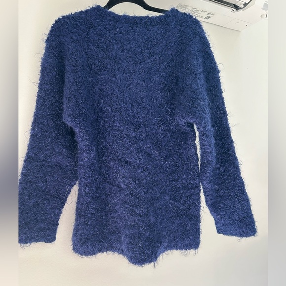 Vintage curly mohair blend indigo blue sweater Kikit by Maurice Sasson - Picture 3 of 4